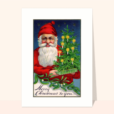 Carte de Noël en plusieurs langues : Merry Christmas to you and Santa Claus