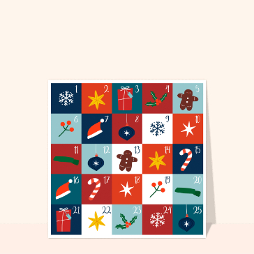 carte de noel traditionnelle calendrier de l`anvent