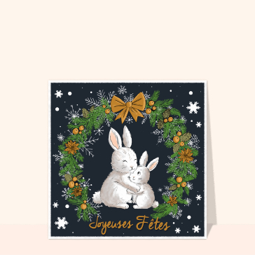 Fêtes de fin d'année : Lapins heureux en couronne festive pour Noël