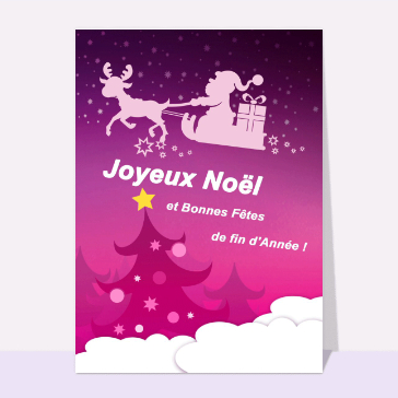 carte de noel : Joyeux Noël et le traîneau du père noël
