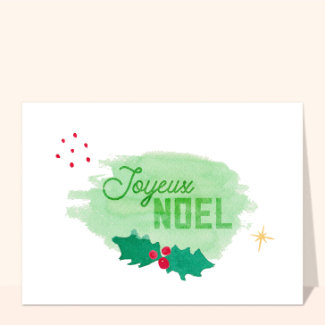 carte de noel : Joyeux Noël sur une tache verte