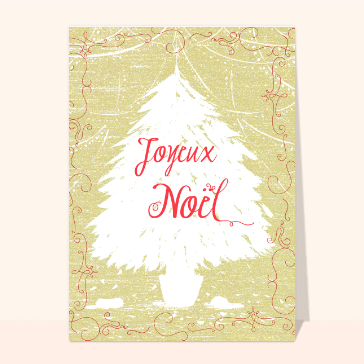 carte de noel : Sapin de Noël sous les guirlandes blanc