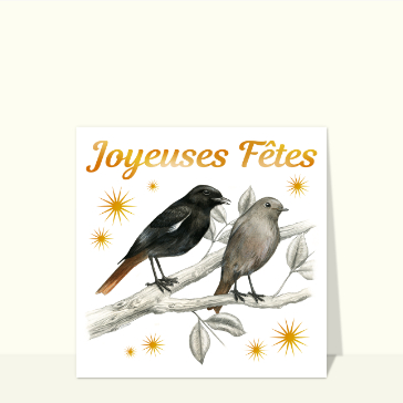 Carte Joyeuses fêtes et petits oiseaux