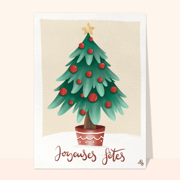 carte de noel : Joyeuses fêtes sapin de Noël