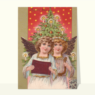 carte ancienne Noël : Anges Joyeux Noël
