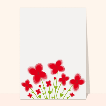 Carte avec des fleurs : Personnalisable avec des fleurs rouges