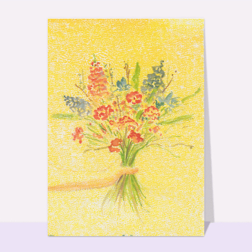 Carte avec des fleurs : Beau bouquet à la gouache