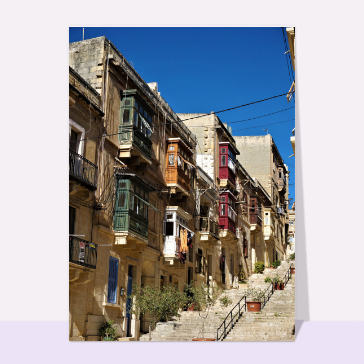 Carte postale de voyage : Balcons traditionnel Maltais