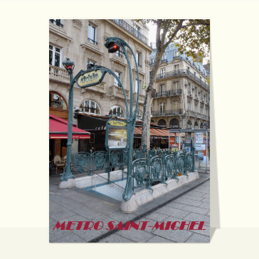 Carte postale de Paris : Metro Saint Michel