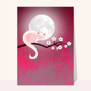 Animaux : Petit chat et lune