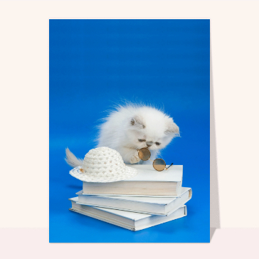 Animaux : Petit chat et livres