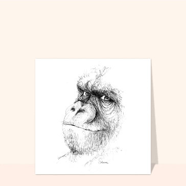 carte d'animaux : Gorille au regard malicieux
