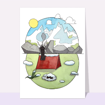 carte de paysages : Camping à la montagne