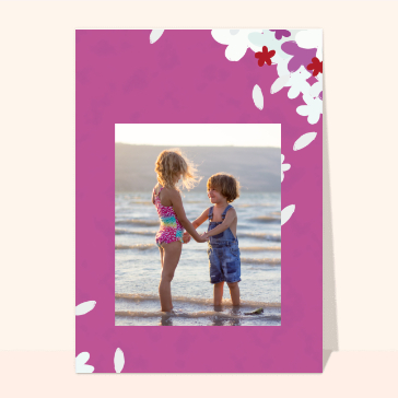 Carte souvenir de vacances : Souvenirs sur un fond rose