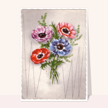 Fête des Mamies : Carte ancienne fleures