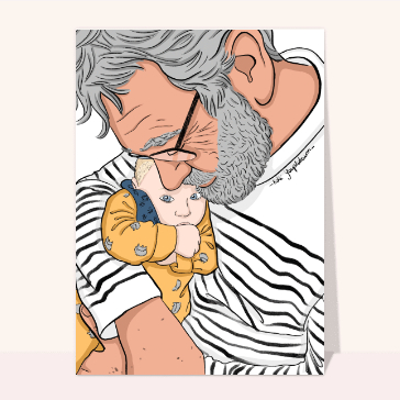 Carte Câlin entre un papi et une bébé