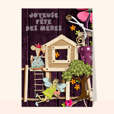 carte fête des mères : Petite souris joyeuse fête des mères