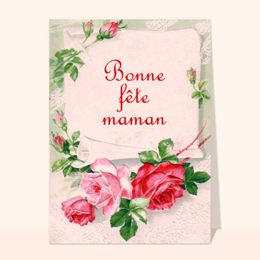 carte ancienne fête des mères : Carte ancienne bonne fête maman jolies roses