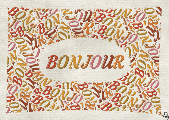 Carte Bonjour coloré sur fond créatif Carte pour dire bonjour