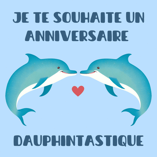 Carte Dauphins en fête pour un anniversaire amusant Carte anniversaire humour