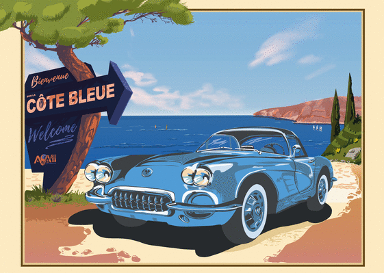 Carte Évasion en voiture sur la Côte Bleue Carte postale d'août et vacances