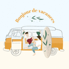 Bonjour de vacances dans un van color&eacute;