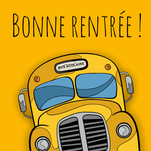 Carte À l'assaut du bus scolaire ! Carte de septembre et de la rentrée