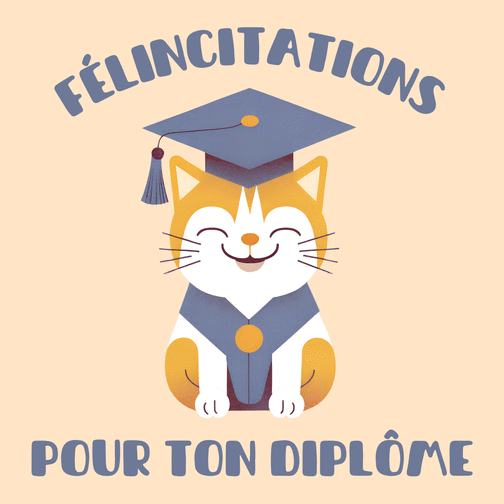 Carte Chat diplômé, félicitations à toi ! Carte félicitation