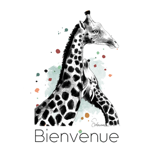 Carte Bienvenue petite girafe, nouveau-né ! Carte de félicitations pour une naissance