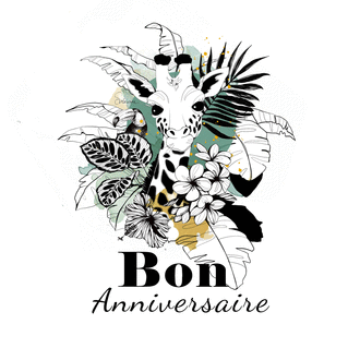 Carte Joyeux anniversaire avec une girafe fleurie Carte anniversaire animaux