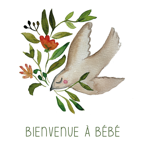 Carte Douceur et fleurs pour un nouveau-né Carte de félicitations pour une naissance