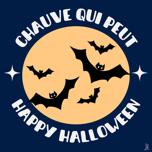 Carte Chauves-souris et lune pour Halloween Carte halloween