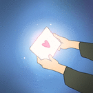 Lettre d'amour scintillante en main avec c&oelig;ur