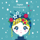 Joyeux anniversaire avec couronne de fleurs