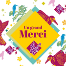 Un grand merci avec des oiseaux color&eacute;s