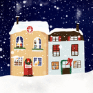 Maisons de No&euml;l sous la neige scintillante