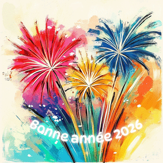 Carte Feux d'artifice en couleurs pour 2026 Carte de voeux 2026 avec feu d'artifice