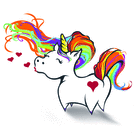 Licorne amoureuse &agrave; plumes color&eacute;es