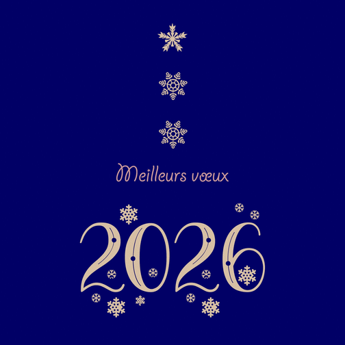 Carte Voeux chaleureux avec sapins dorés 2026 Carte de voeux classique 2026