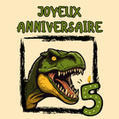 Dino rugissant pour un joyeux anniversaire