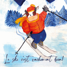 Ski amusant avec une vache joyeuse