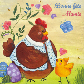 Carte Poule et amour pour un Papi en fête Carte fête des grand-mères humour