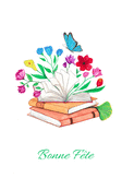 F&ecirc;te florale avec livres et papillons