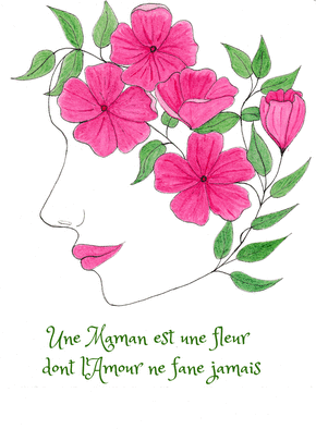 Carte Fleurs roses, une caresse pour maman Carte fête des mères avec des fleurs