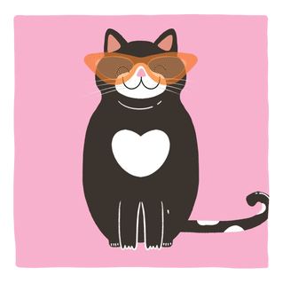 Carte Chat heureux en vacances avec lunettes de soleil Carte postale d'août et vacances