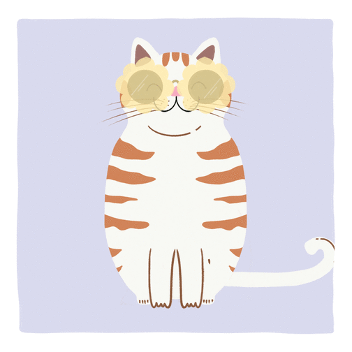 Carte Chat relaxé avec lunettes pour des vacances ensoleillées Carte postale d'août et vacances