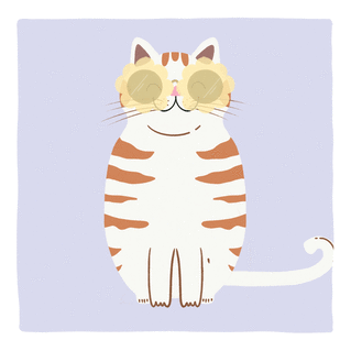 Carte Chat relaxé avec lunettes pour des vacances ensoleillées Carte postale d'août et vacances