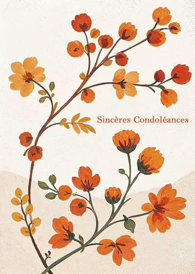 Carte Fleurs délicates pour un hommage chaleureux Carte condoléances fleurs