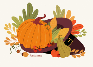 Carte Citrouille festive et couleurs d'automne Carte d'octobre