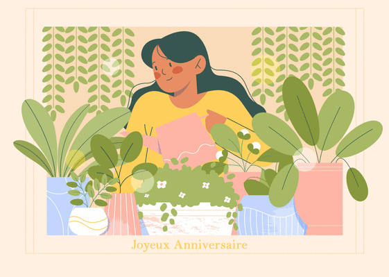 Carte Fleurs verdoyantes pour un anniversaire joyeux Carte anniversaire fleurs